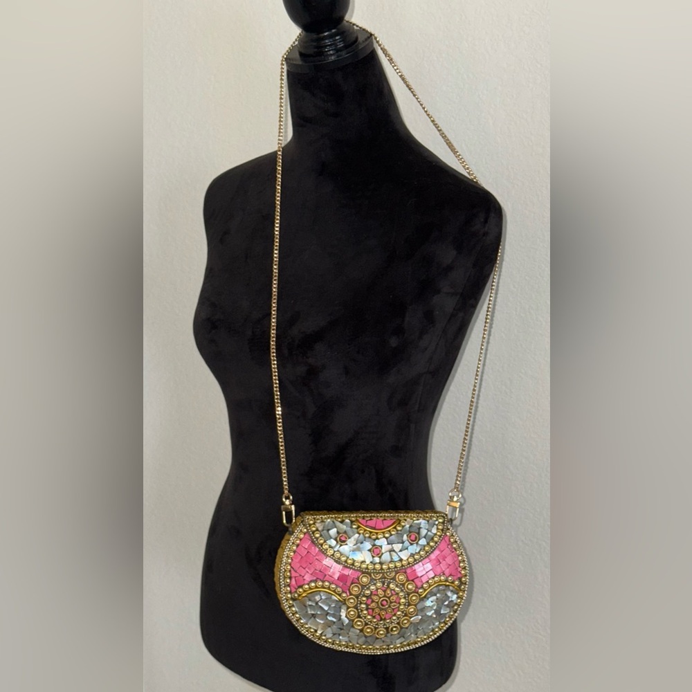 Ramla - Pink/Blue/Gold Mosaic Crossbody Bag